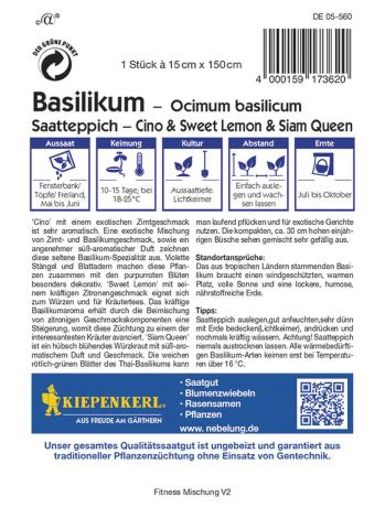 Basilikum Saatteppich Cino & Sweet Lemon & Siam Queen - Kräutersamen - KIEPENKERL®